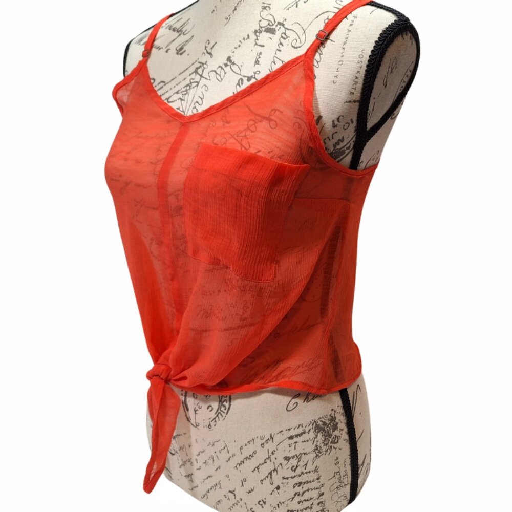 Kimchi Blue Womens Sheer Cami Tank Top‎ Small Sweetheart Orange Bright Festival - Picture 2 of 5